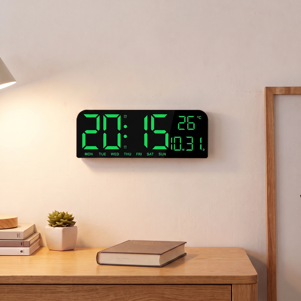 Large LED Digital Wall Clock, lifestyle photo