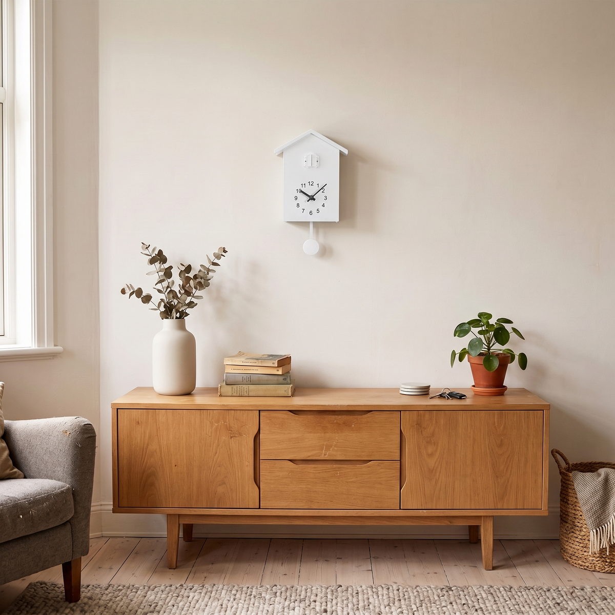 Modern Cuckoo Wall Clock, lifestyle photo