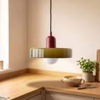 Colored Glass Disc Pendant Light, lifestyle photo