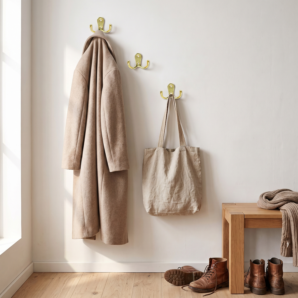 Wall Mounted Coat Hooks Set of 4, lifestyle photo