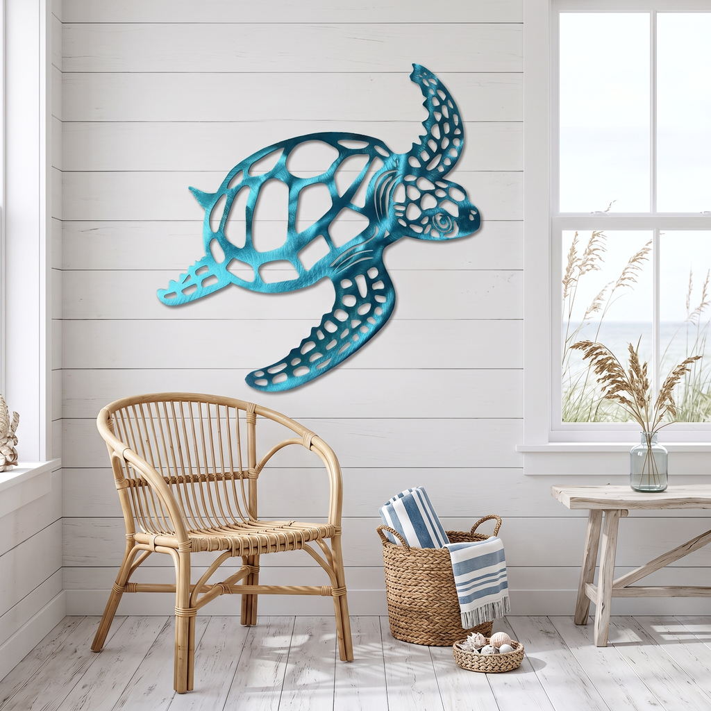 Sea Turtle Metal Wall Art, lifestyle photo