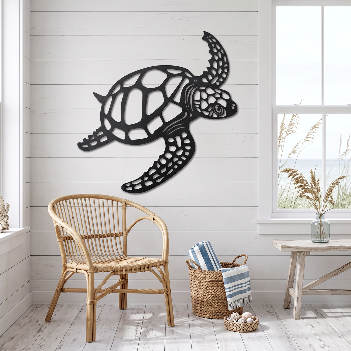 Sea Turtle Metal Wall Art, lifestyle photo