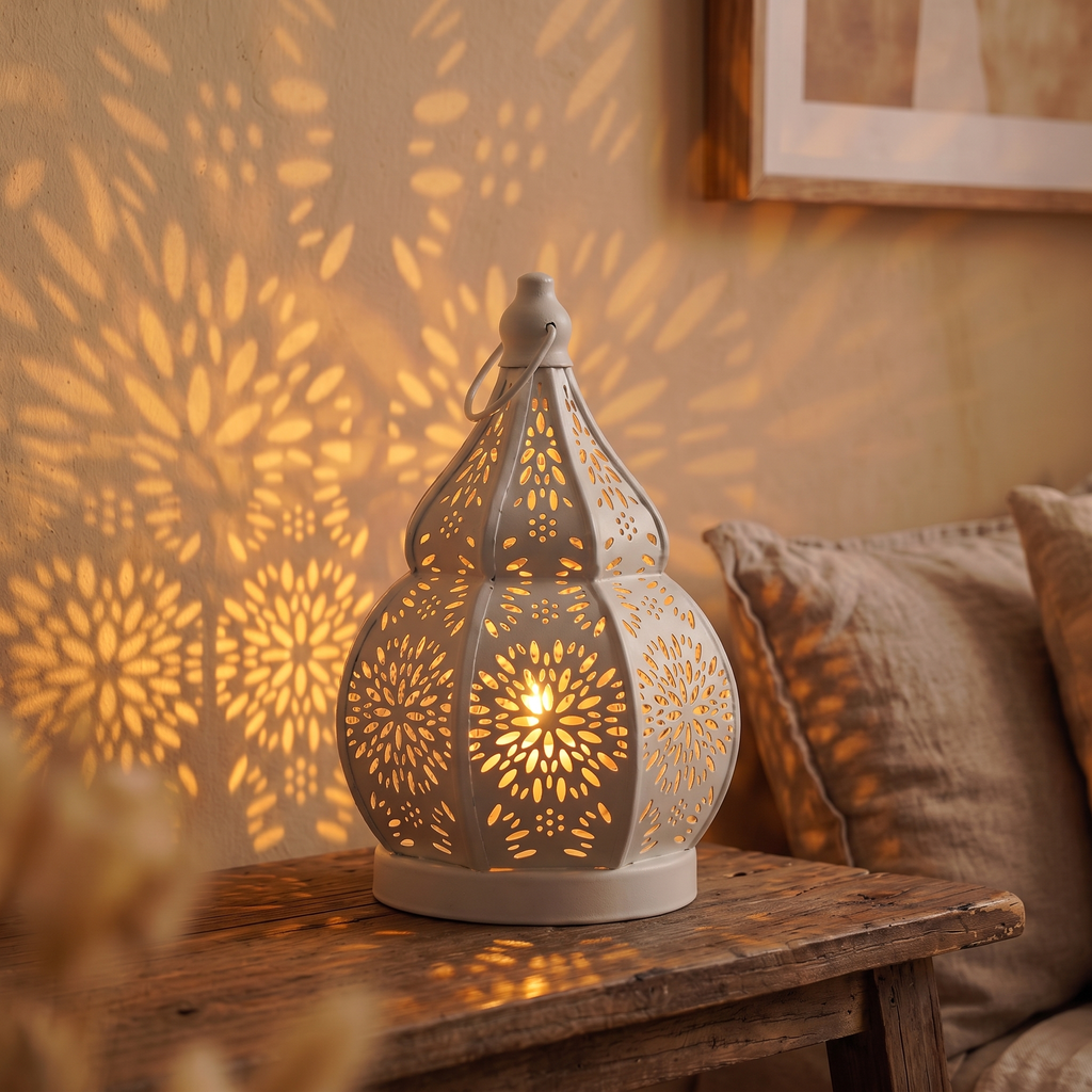 Moroccan Iron Lantern Candle Holder, lifestyle photo