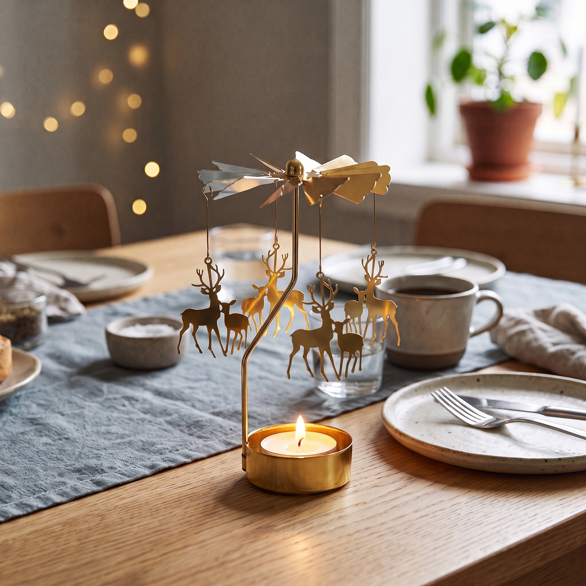 Rotating Metal Candle Carousel, lifestyle photo