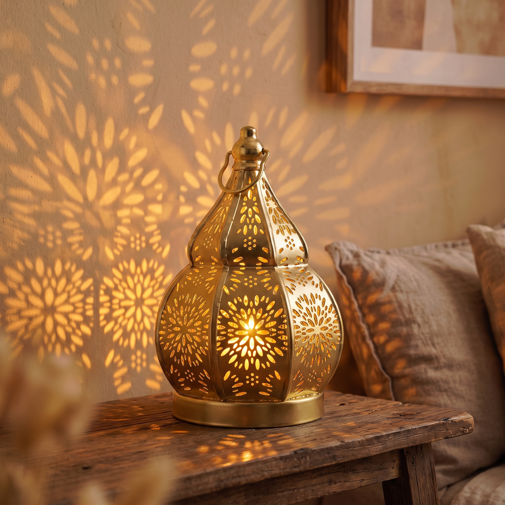 Moroccan Iron Lantern Candle Holder, lifestyle photo