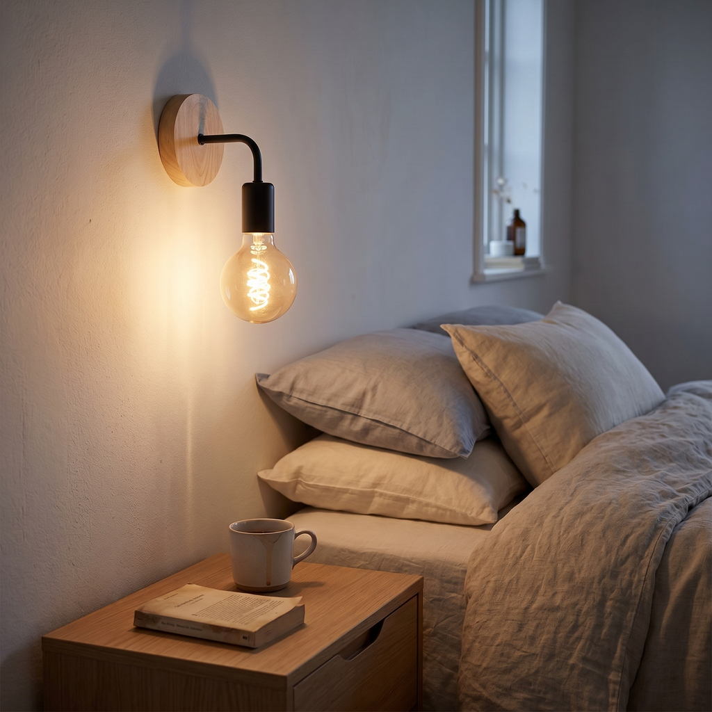 Retro Wood Wall Lamp, lifestyle photo
