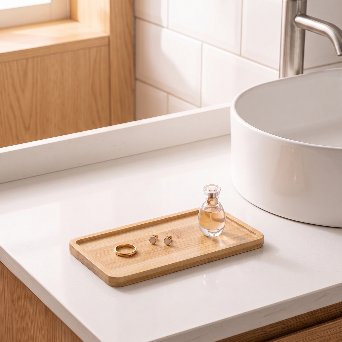 Bamboo Vanity Tray, lifestyle photo