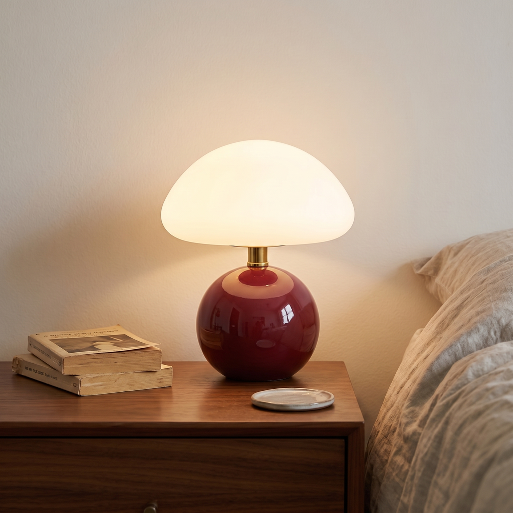 Ceramic Mushroom Table Lamp, lifestyle photo