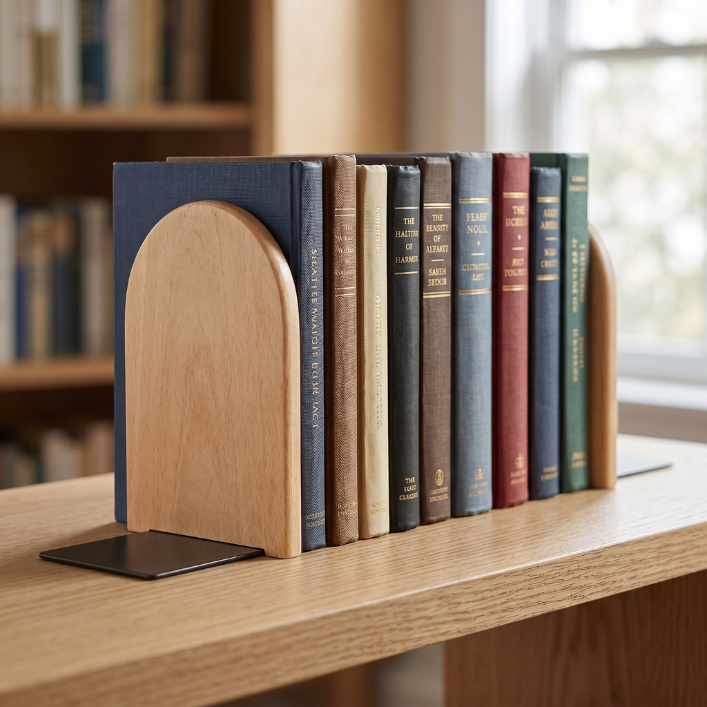 Solid Wood Bookends Set of 2, lifestyle photo