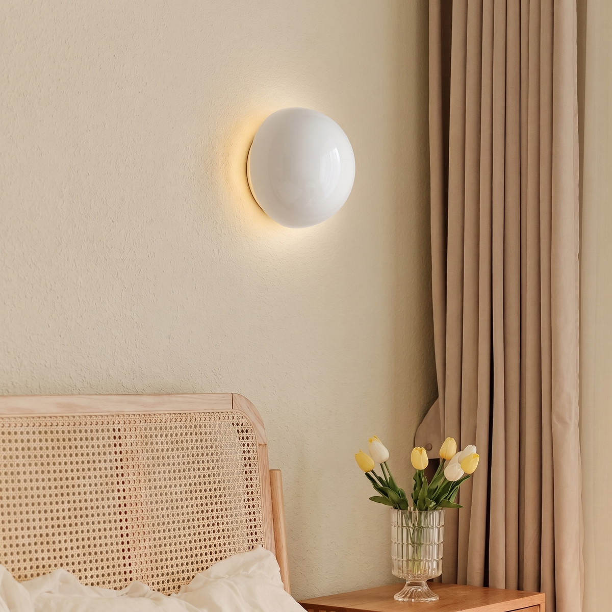 Round Cream Wall Lamp, lifestyle photo