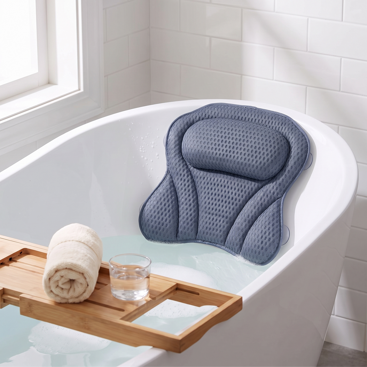 4D Mesh Bath Pillow, lifestyle photo