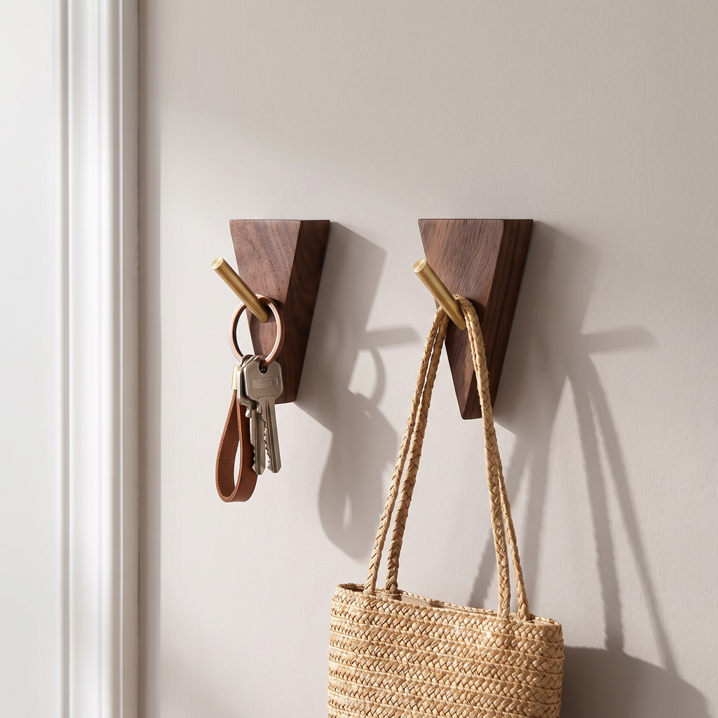 Triangle Wooden Wall Hooks, lifestyle photo
