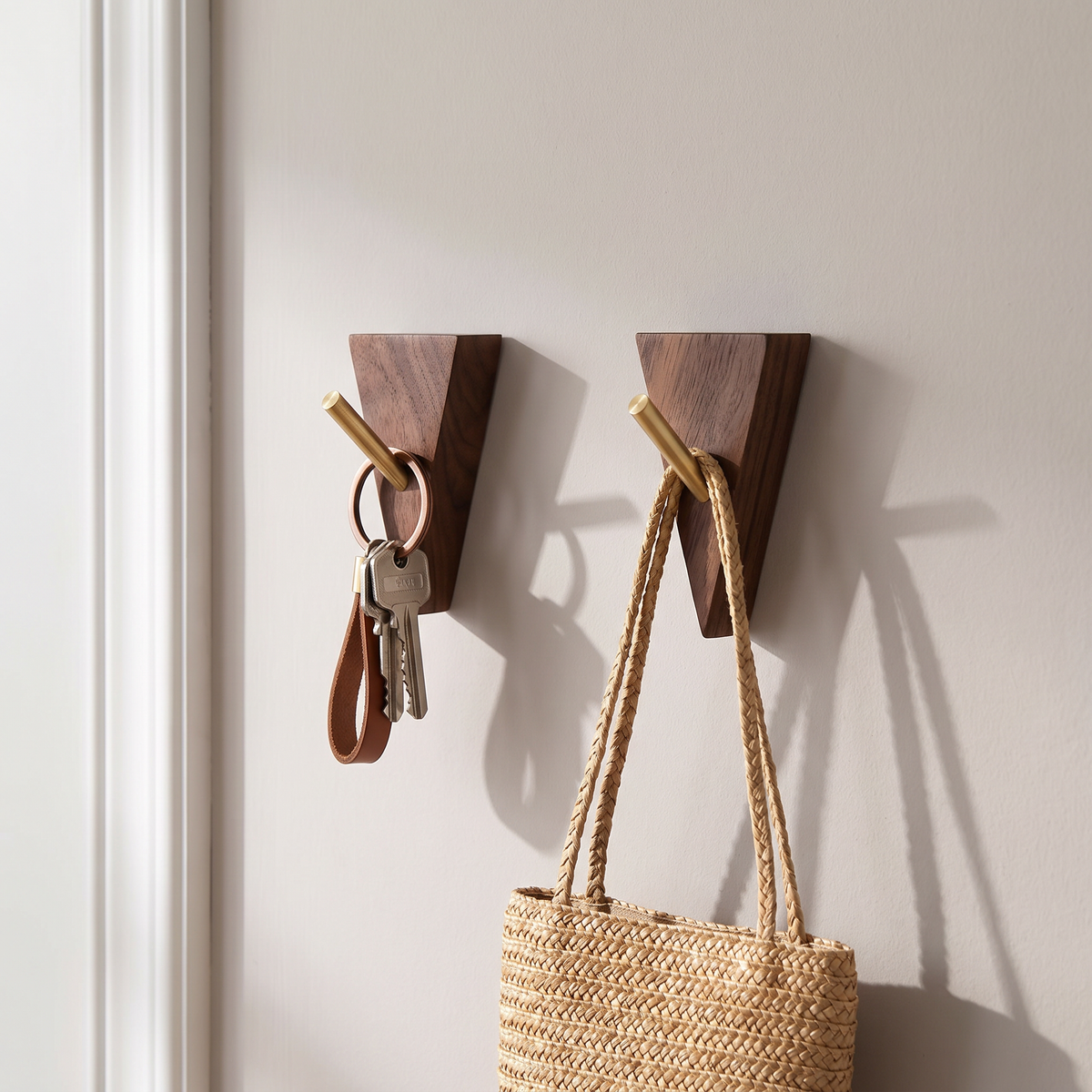 Triangle Wooden Wall Hooks, lifestyle photo