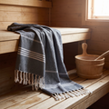 Turkish-Style Towel with Tassels, bathroom accessory, lifestyle photo