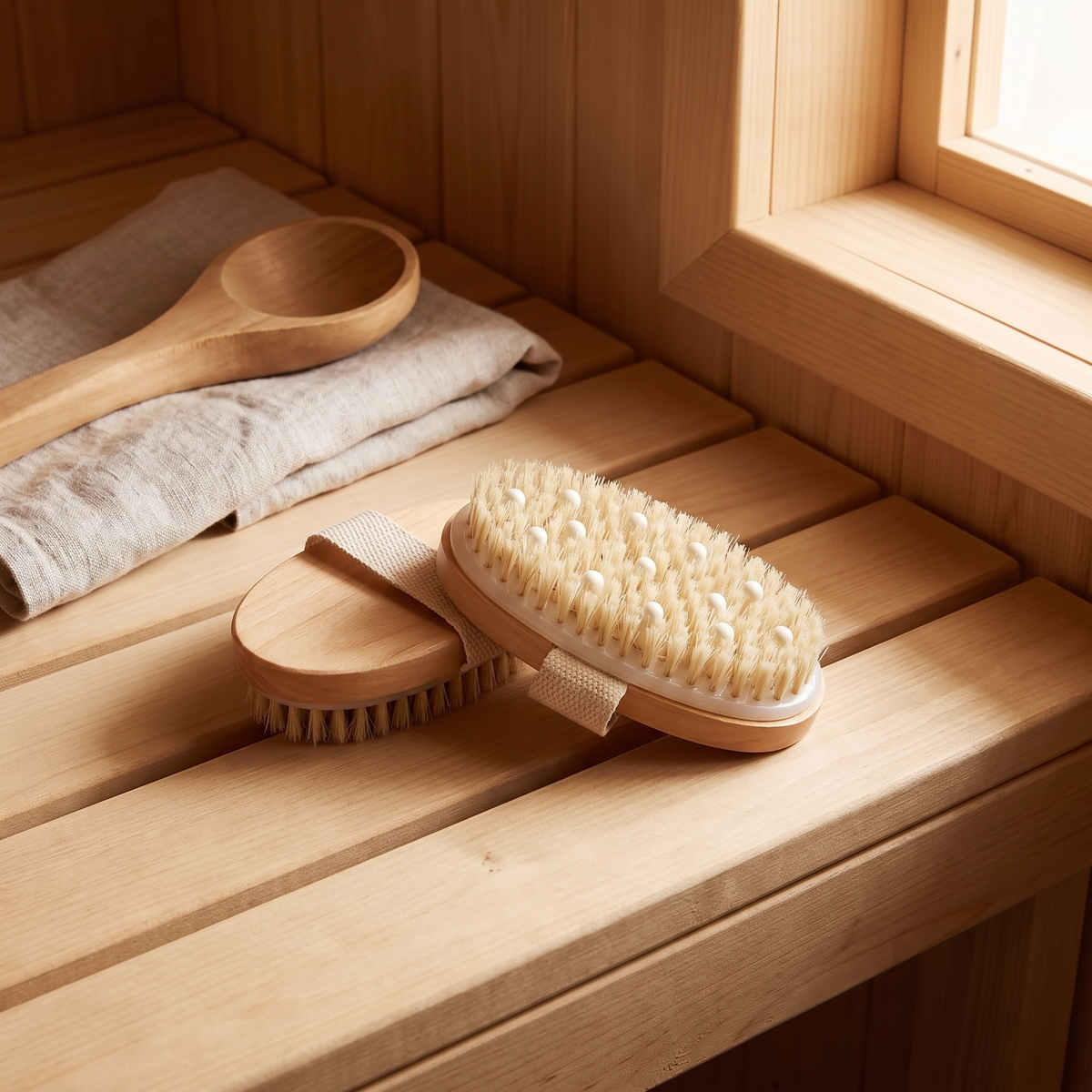 Dry Body Brush Set of 2, bathroom accessory, lifestyle photo