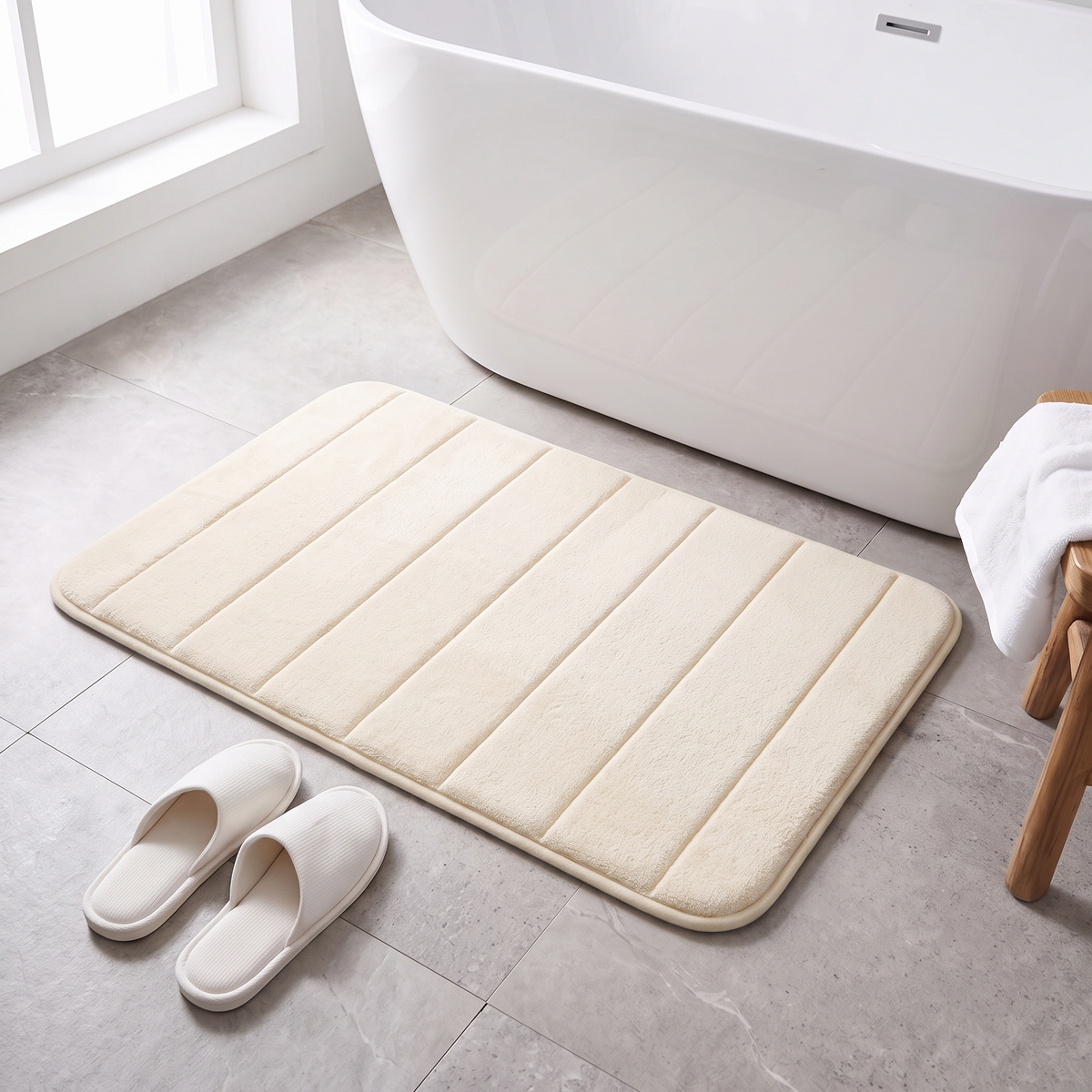 Soft Striped Bath Mat, lifestyle photo