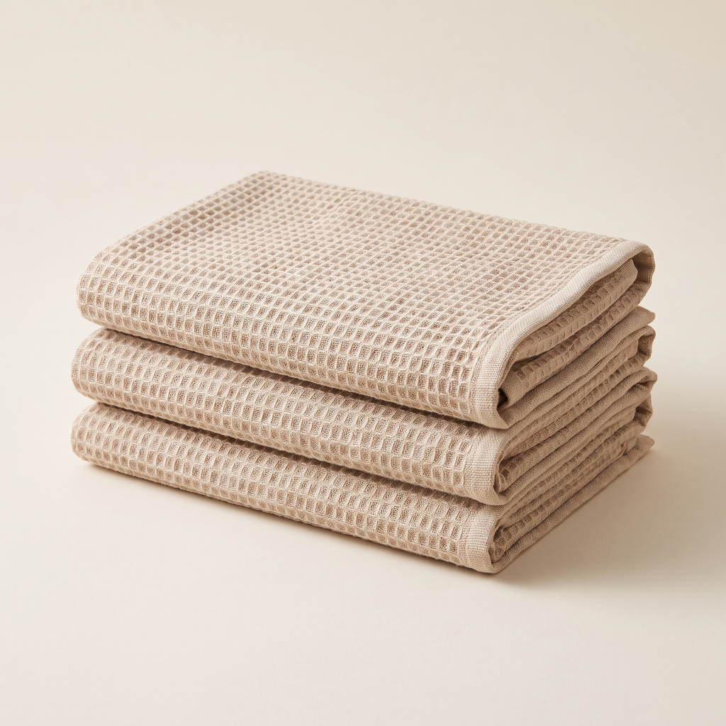 Waffle weave kitchen towels set of 3, product photo