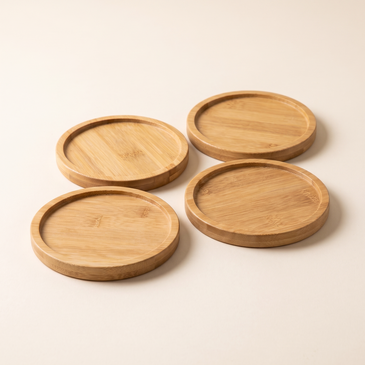 Solid wood dessert plates set of 4, product photo