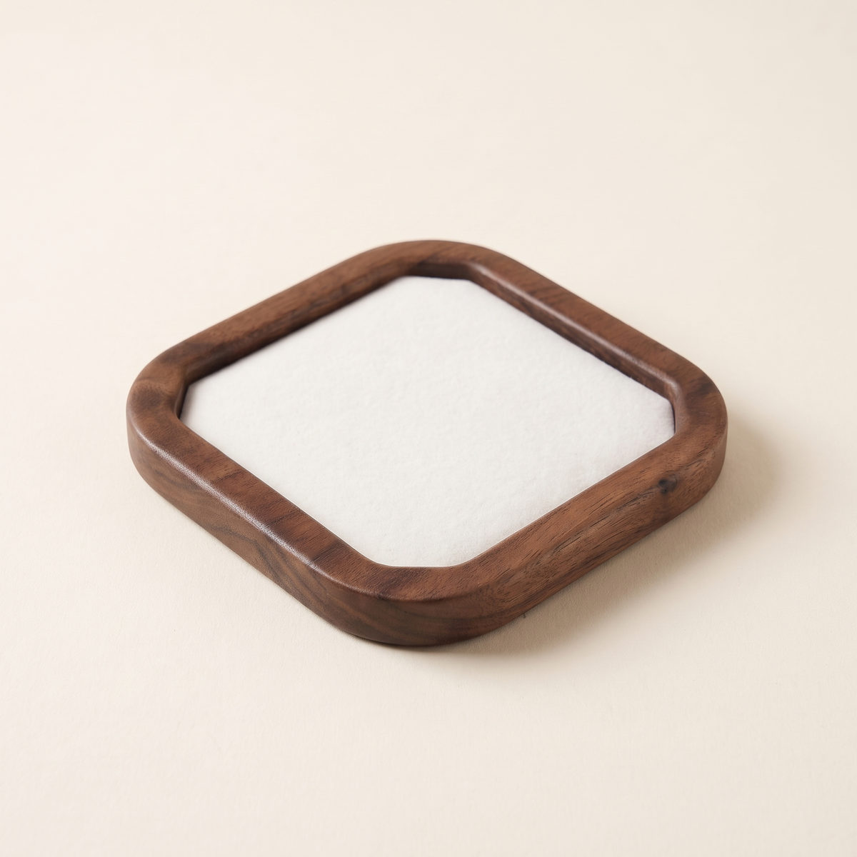 Walnut-tone wooden jewelry tray, product photo