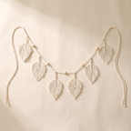 Macrame leaf garland, product photo