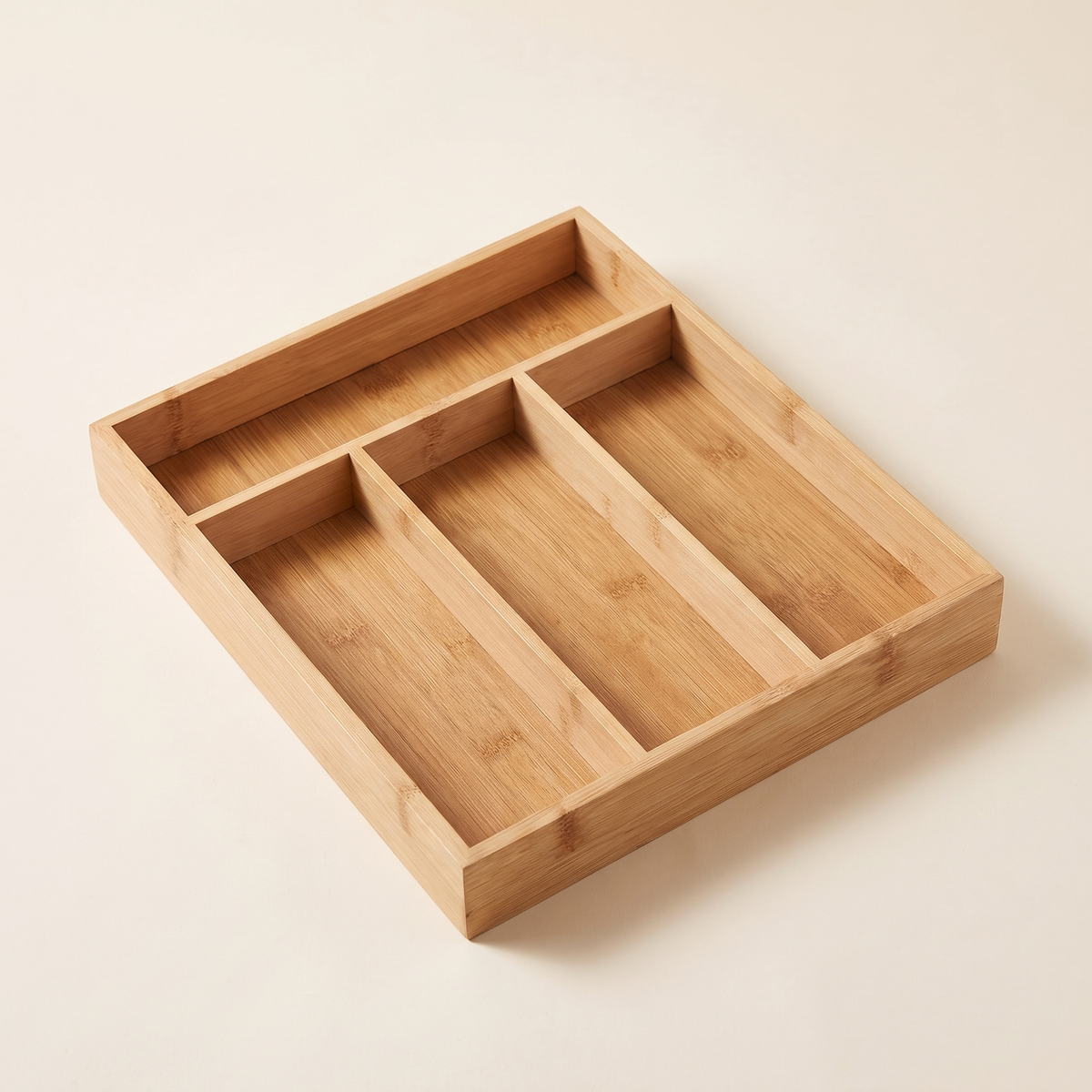 Bamboo cutlery drawer organizer, product photo