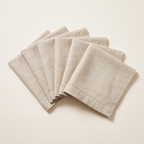 Hemstitched linen napkins set of 6, product photo
