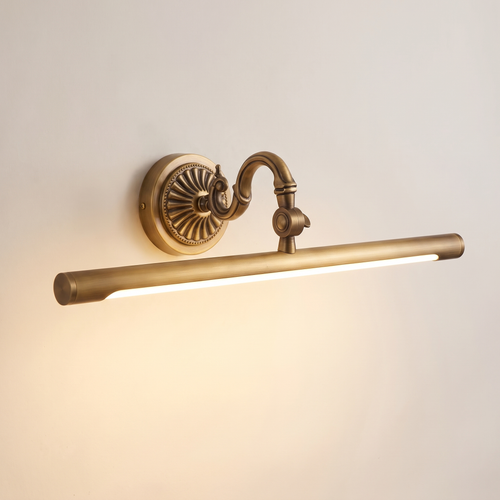Antique brass mirror light, product photo