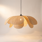 Rattan petal pendant light, product photo