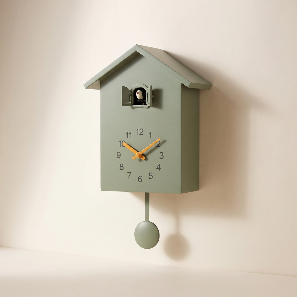 Modern cuckoo wall clock, product photo