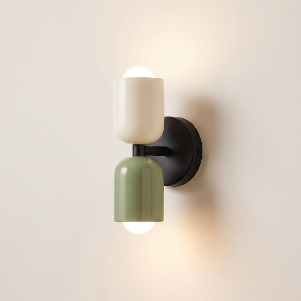 Macaron Wall Lamp, Colorful Nordic Bedside Sconce for Kids Room, Living Room and Hallway, Warm White, Three Color Combinations