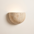 Travertine half dome wall light, product photo