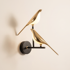 Golden bird LED wall light, product photo