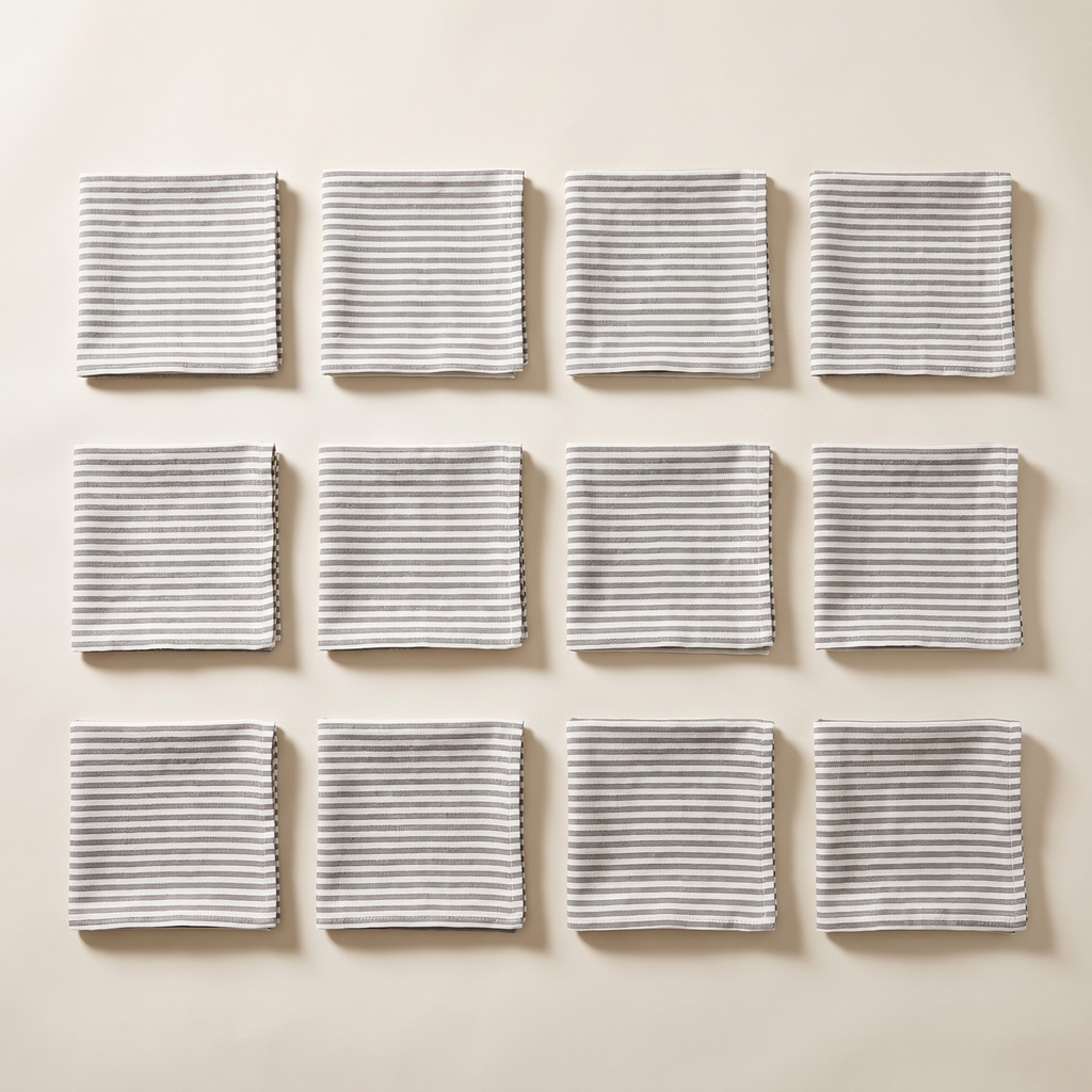 Striped linen cotton napkins set of 12, product photo