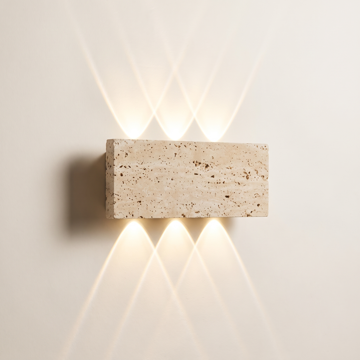 Travertine stone wall light, product photo