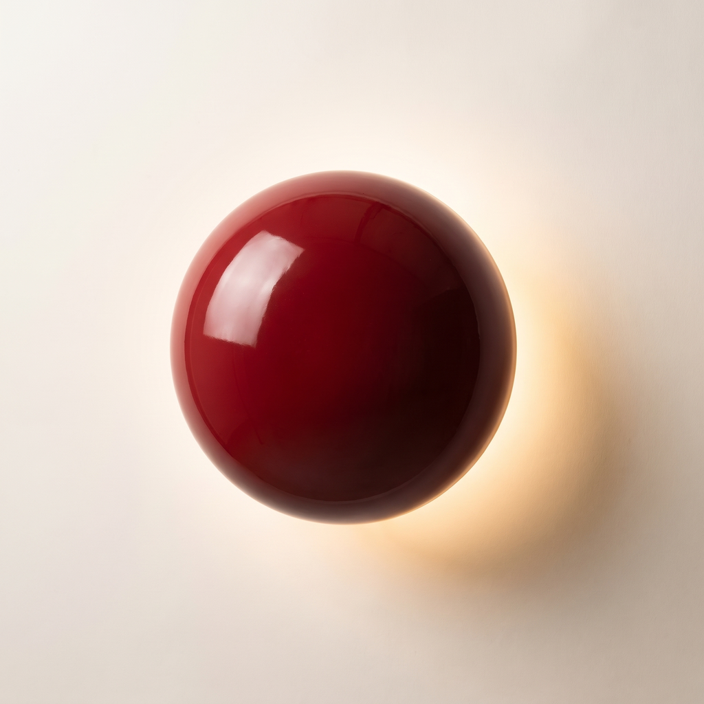 Glossy sphere wall lamp, product photo