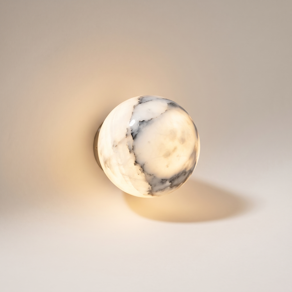 Marble sphere wall light, product photo