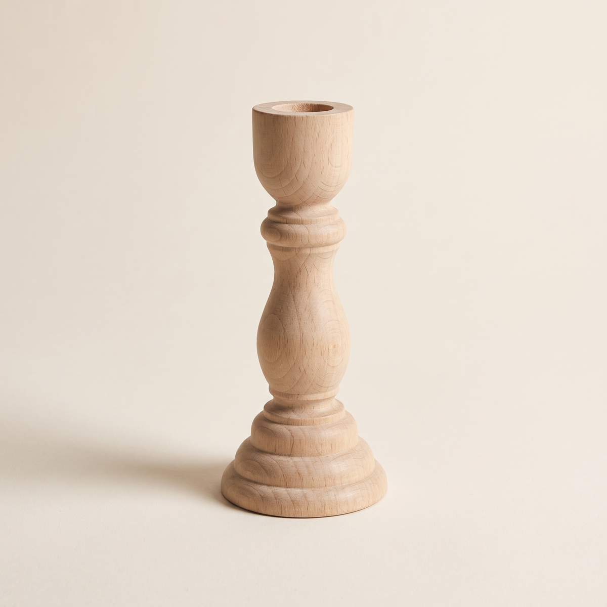 Turned wooden candlesticks, product photo