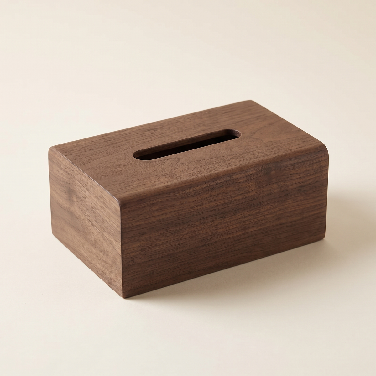 Walnut wood tissue box, product photo