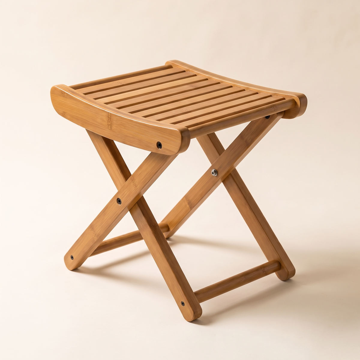 Folding bamboo shower stool, product photo