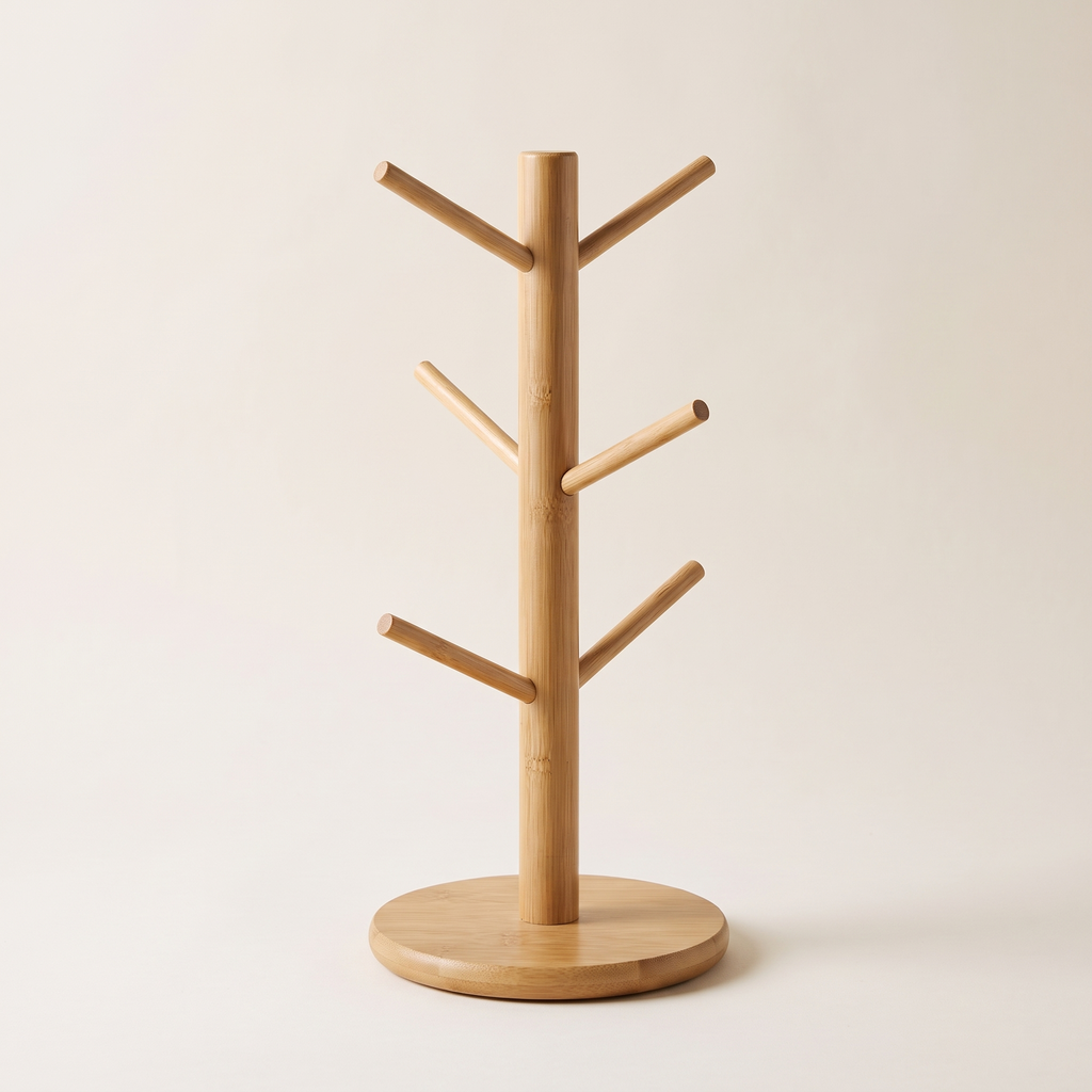Bamboo mug tree, product photo