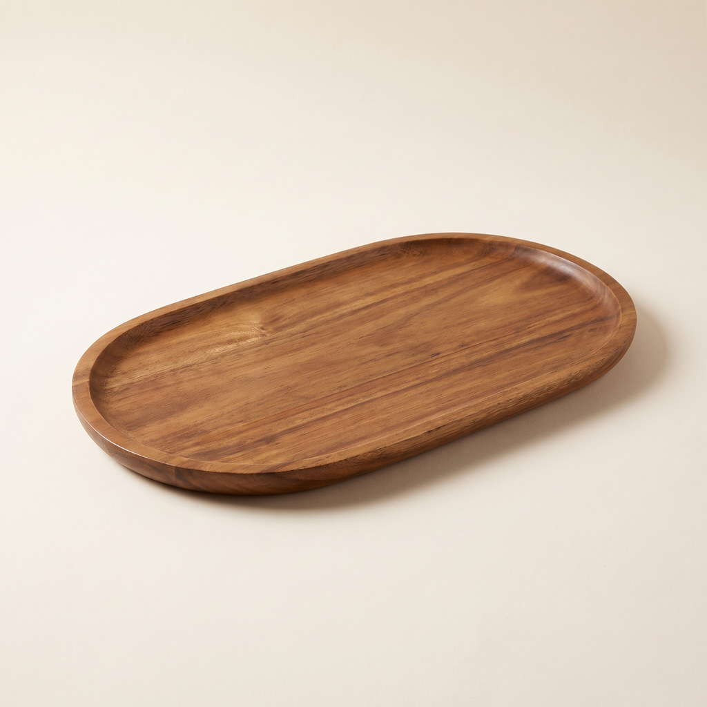 Wabi sabi acacia serving platter, product photo