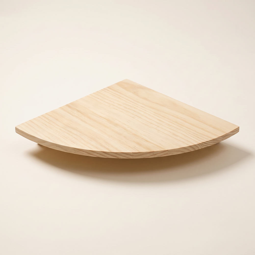 Round Wooden Corner Shelf, Floating Wall-Mounted Display Shelf for Plants, Books and Small Decor, Two Sizes