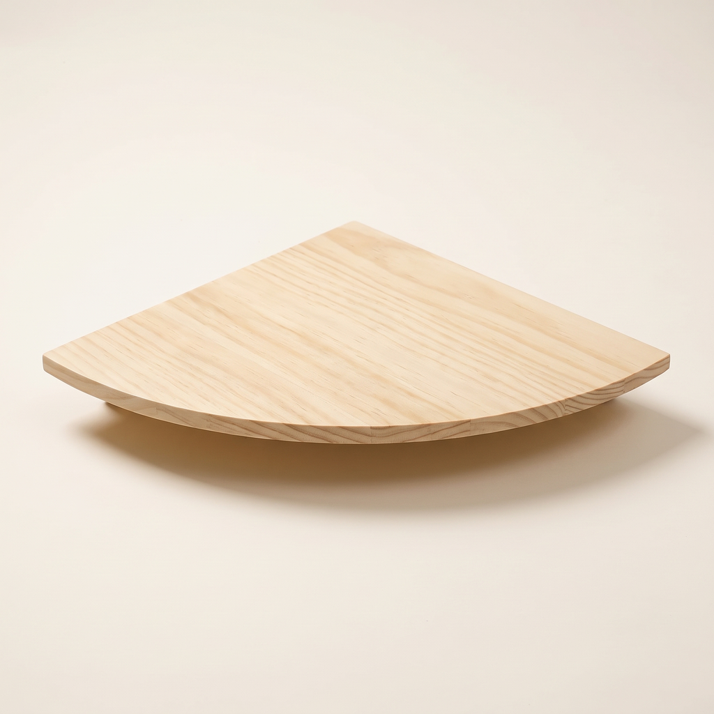 Round wooden corner shelf, product photo