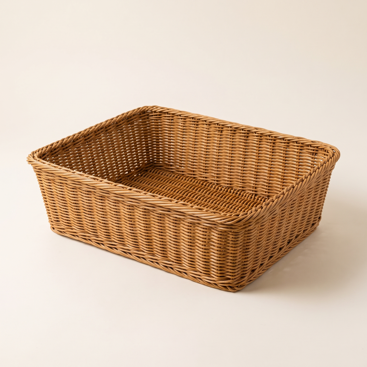 Rectangular rattan-style storage basket, product photo