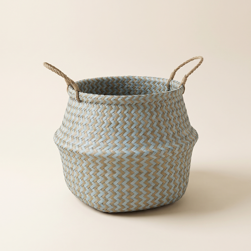 Boho striped wicker basket, product photo