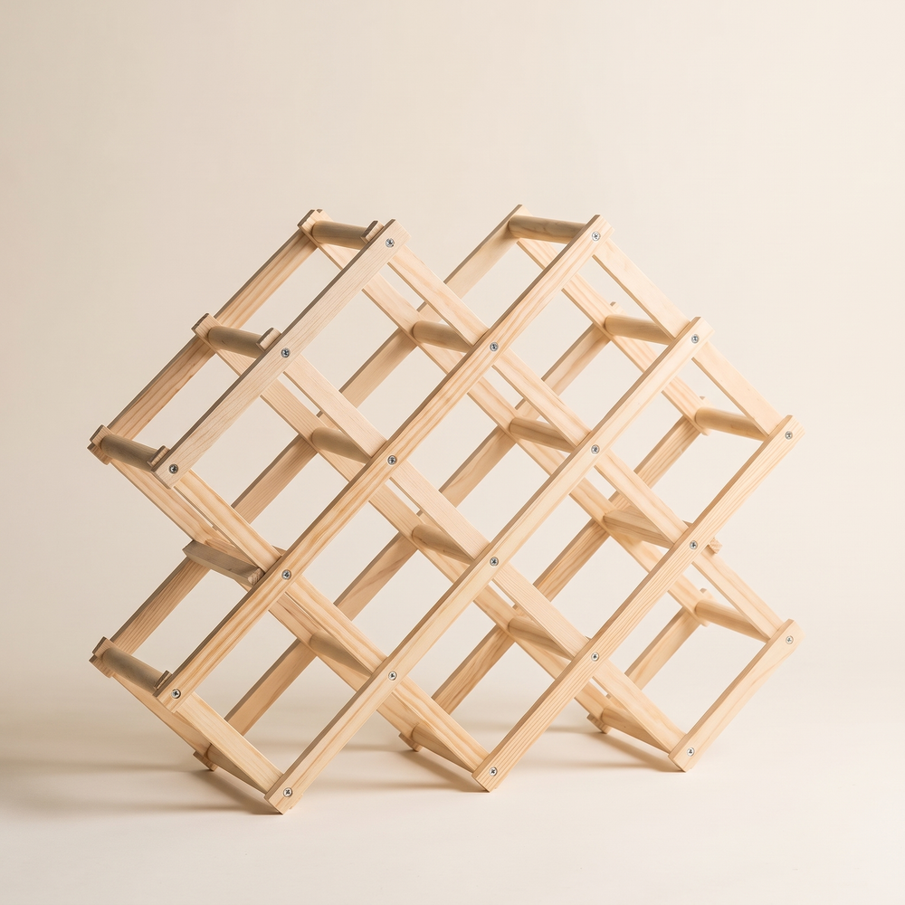 Stackable Wooden Wine Rack, Modular Bottle Shelf for Kitchen Counter, Bar and Pantry, 6 or 10 Bottles
