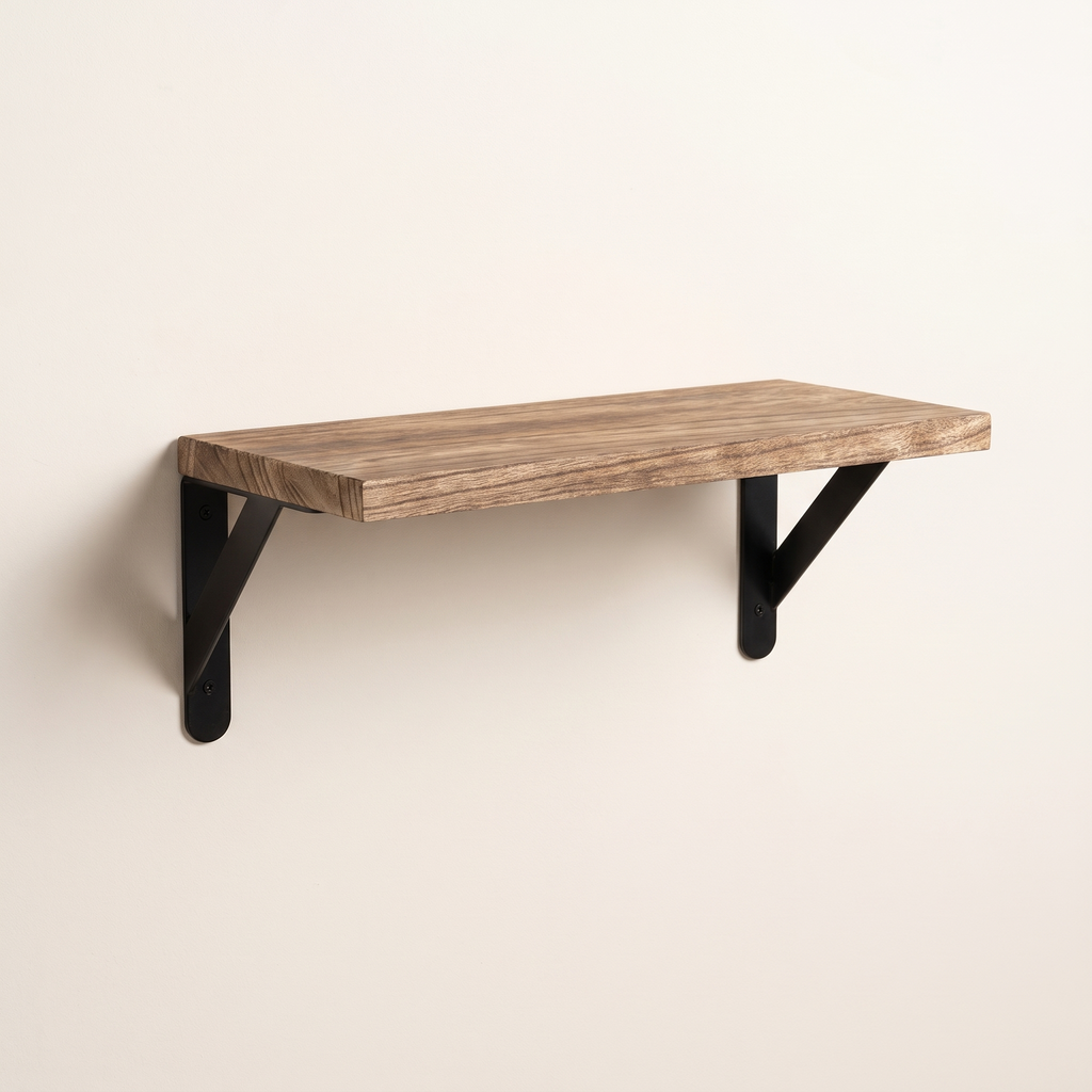 Wooden floating wall shelf, product photo