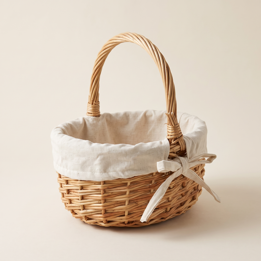 Rattan Tote Basket with Washable Lining, Handwoven Bamboo Picnic and Flower Basket for Camping and Markets