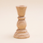 Turned wooden candlestick, product photo