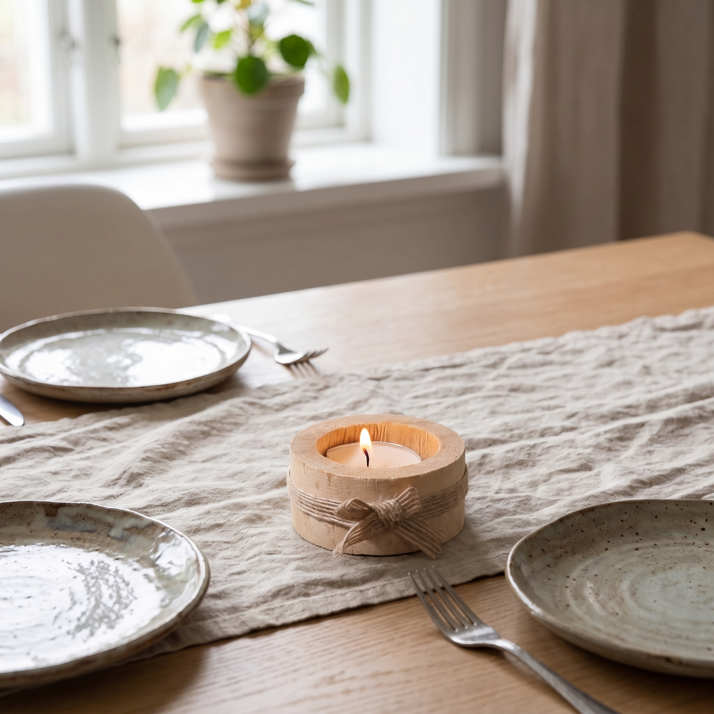 Wooden Tea Light Holders, lifestyle photo